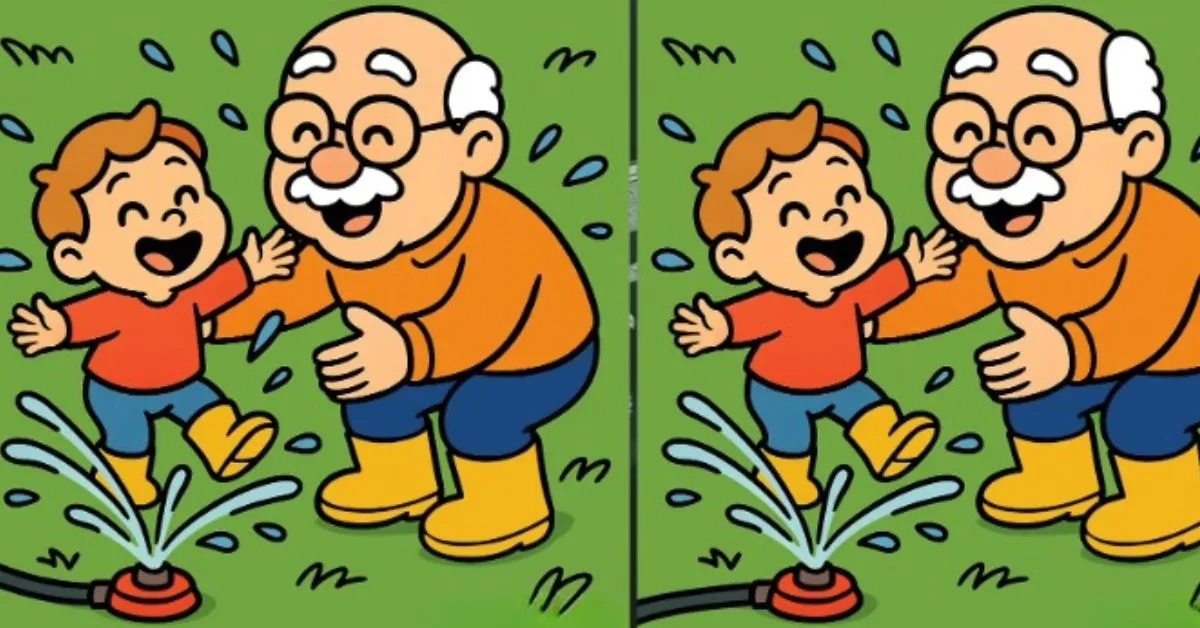 Spot 3 Differences in Grandpa Playing with Grandson