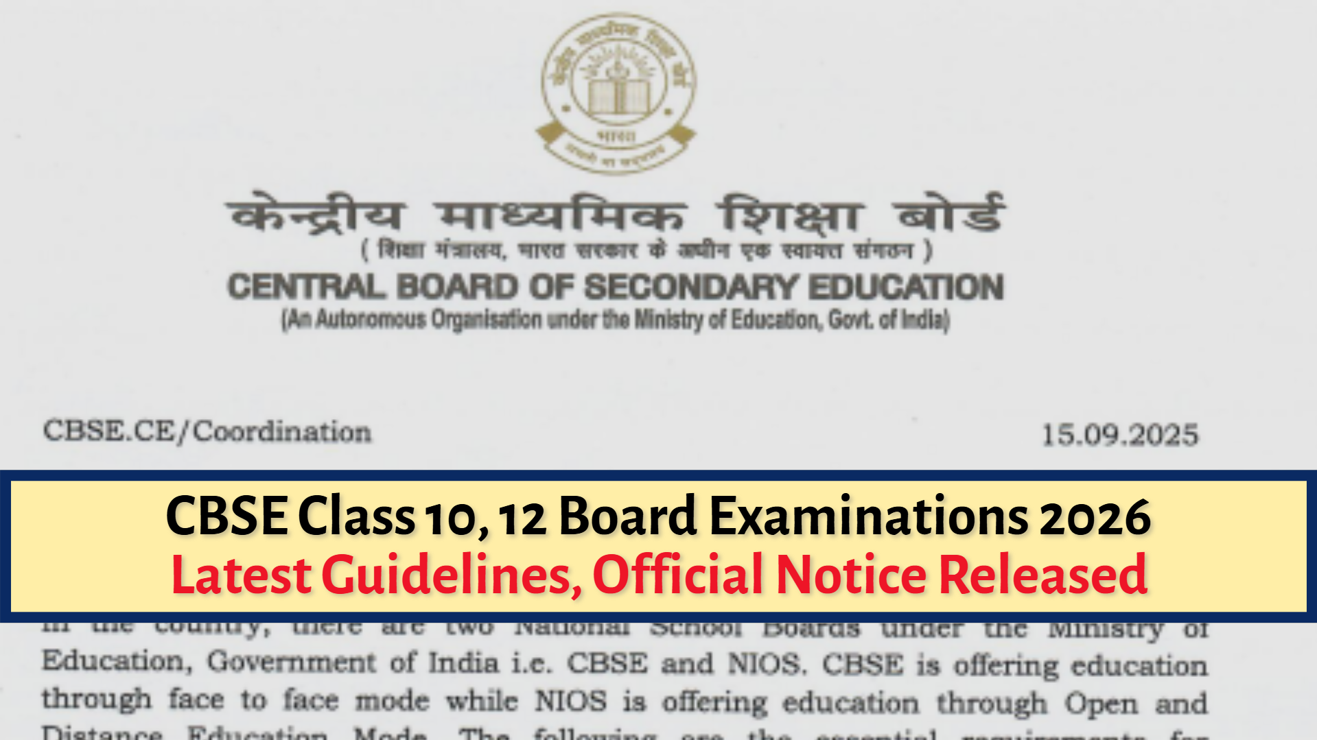 CBSE Makes 75% Attendance Mandatory, Internal Assessment and 2 Years Study; Official Notice Here