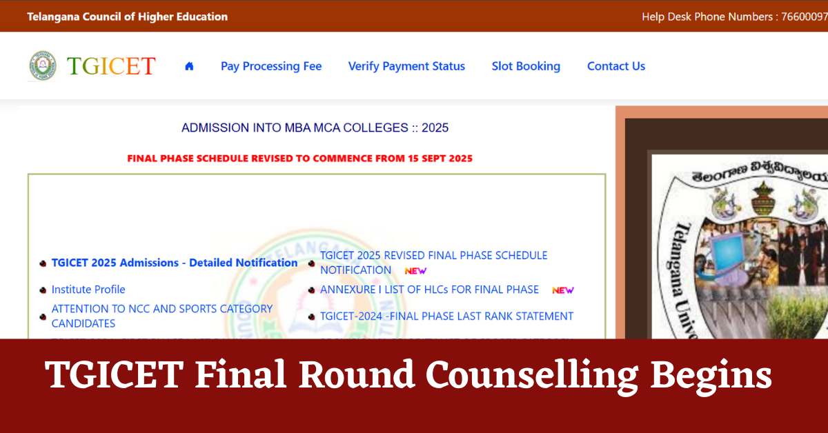 TS ICET 2025: TGICET Final Round Counselling Begins at tgicet.nic.in; Apply Here