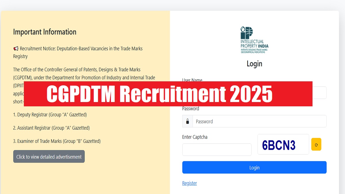CGPDTM Recruitment 2025 Out at ipindia.gov.in: Apply For 86 Vacancies, Check Apply Online, Eligibility, Selection Process and More