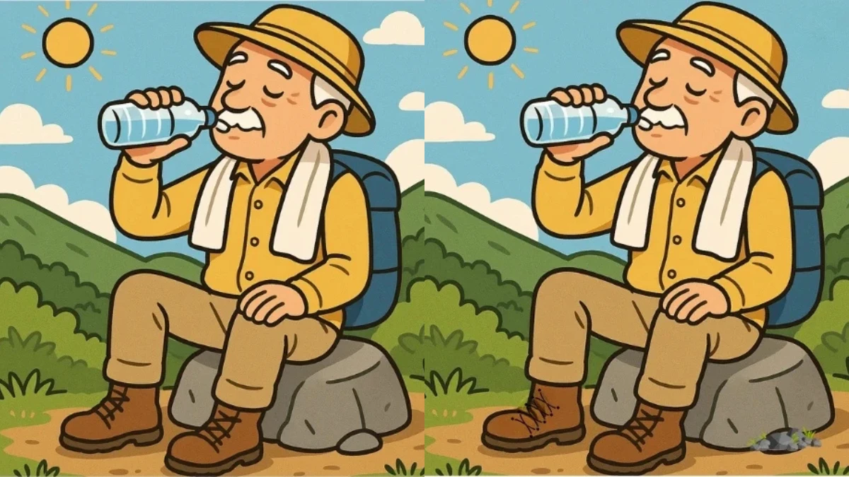 Spot 3 differences in the old man drinking water pictures in 31 seconds!