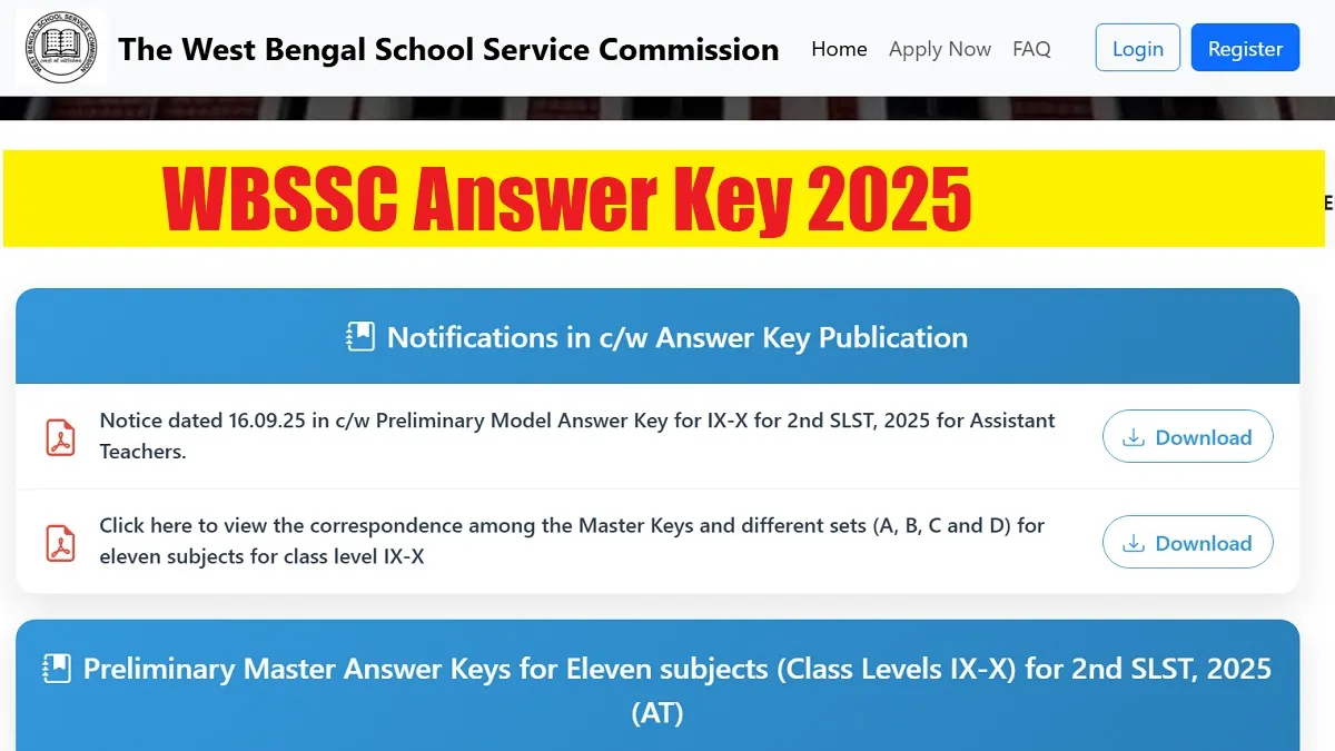 WBSSC Answer Key 2025
