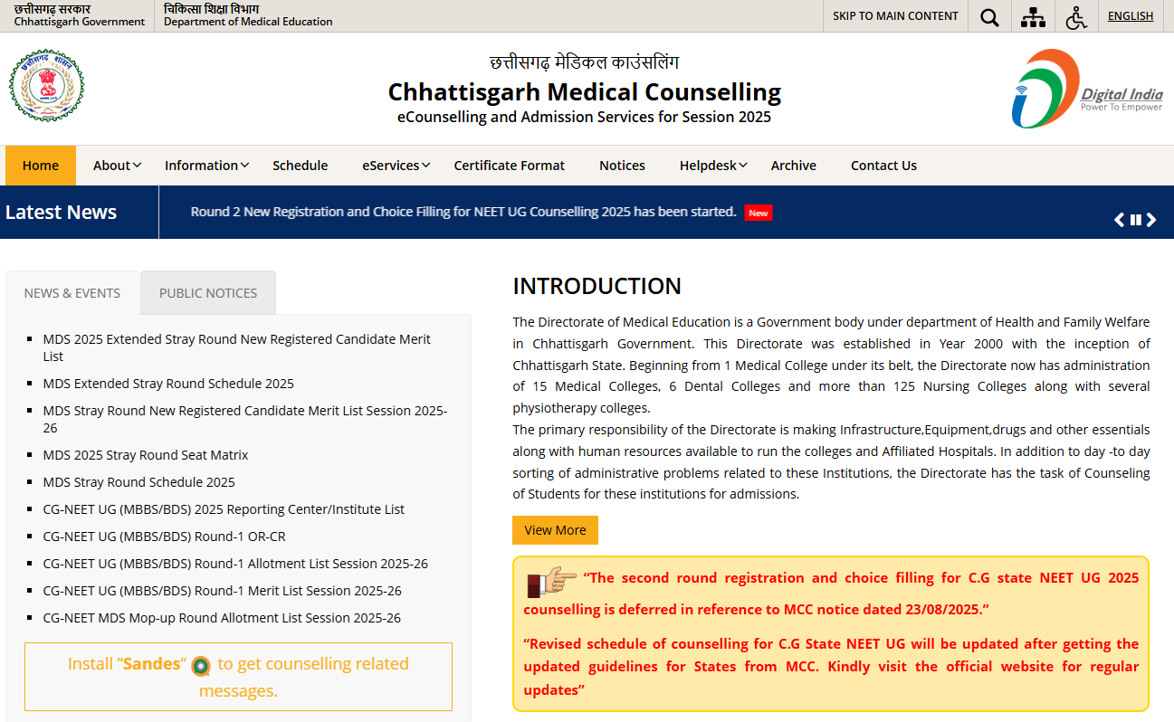 Chhattisgarh NEET UG 2025: DME Extends Round 2 Counselling Date; Check Revised Schedule Here