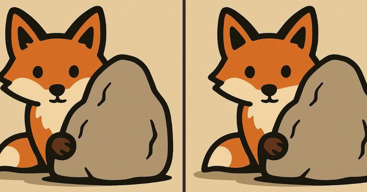 Spot the 3 Differences in Fox Hiding Behind Rock Beat the 29-Second Challenge!