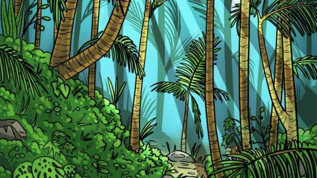Find the tiger hidden in this jungle scene.