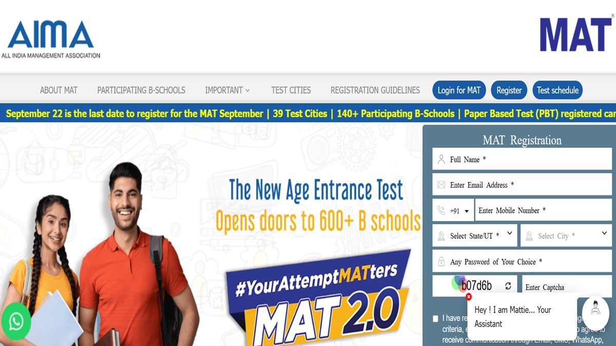 MAT CBT Exam September 2025 Registrations Close Today, Admit Card on Sept 25 at mat.aima.in