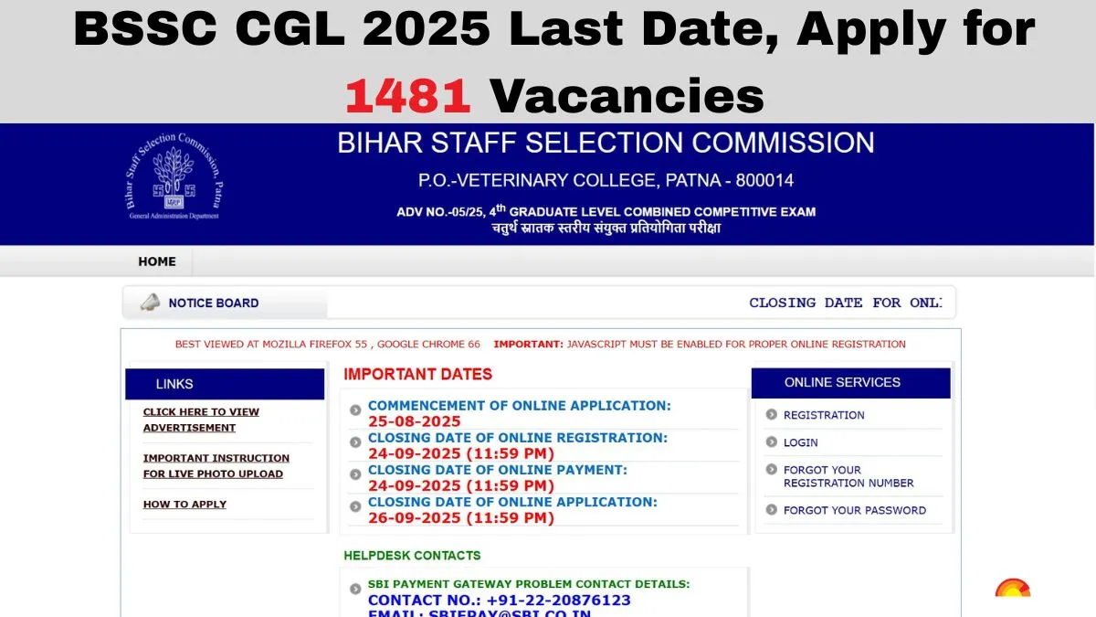 Bihar CGL Apply Online Last Date