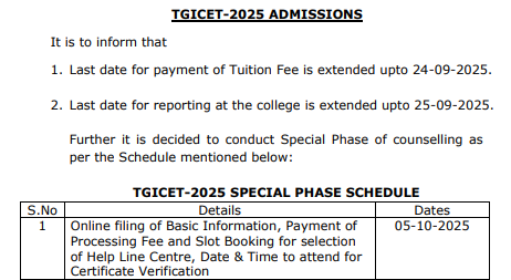 TS ICET 2025 Special Phase Counselling Schedule Released at tgicet.nic.in; Check Important Dates Here