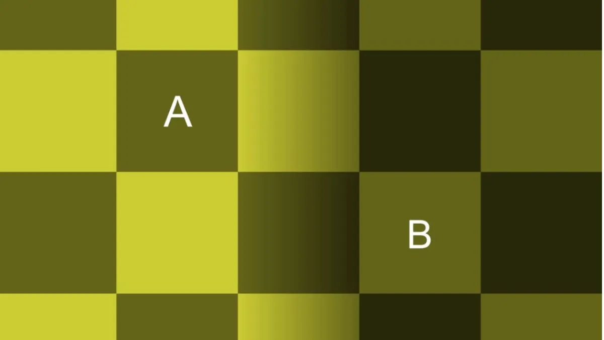 Which square is darker - A or B?