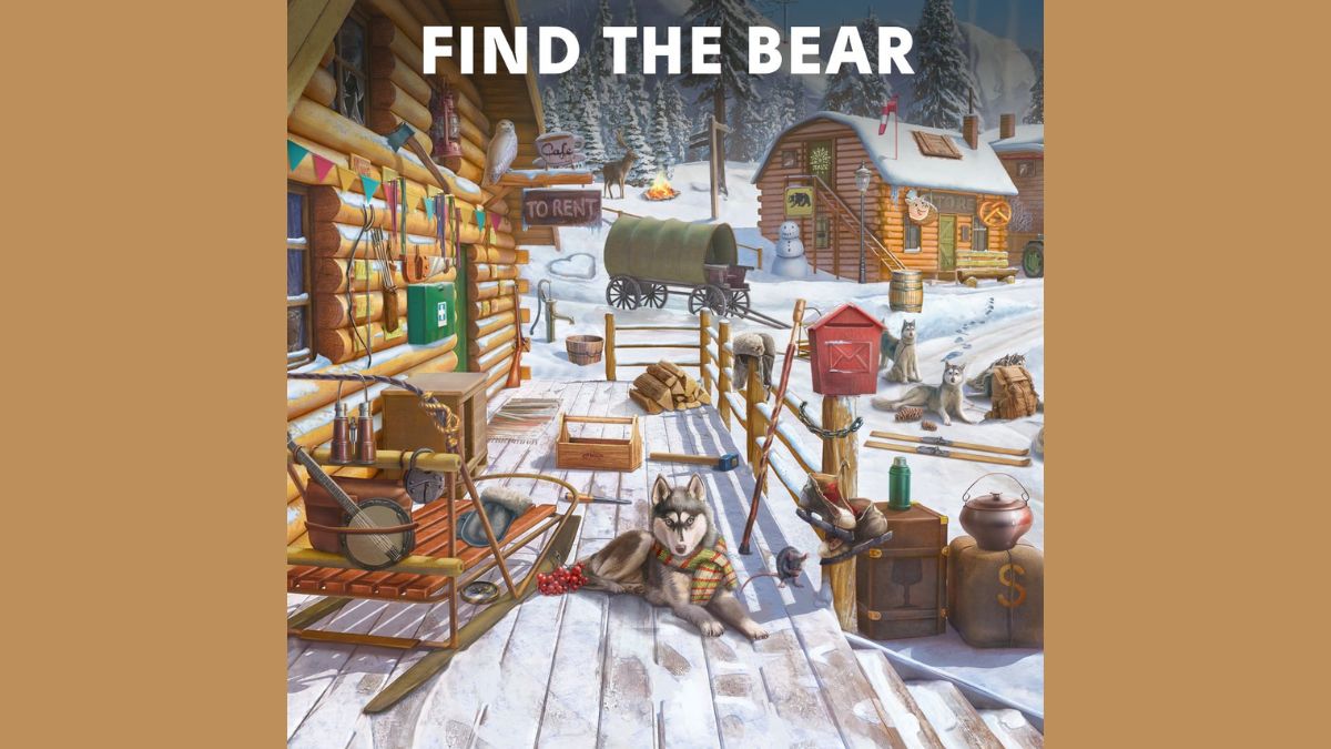 97% Fail to Find Out the Hidden Bear in this Snowy Village Optical Illusion Scene! Can you find it in 12 seconds?