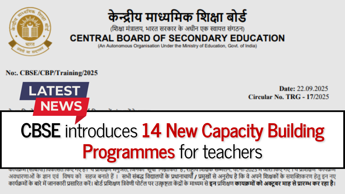 CBSE Launches 14 New Skill Building Programmes For Teachers; Details here