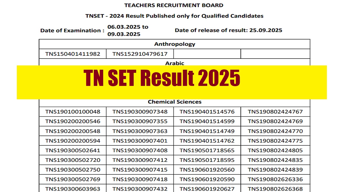 TNSET Result 2025 Released at trb.tn.gov.in, Download Result and Scorecard PDF - Link Here