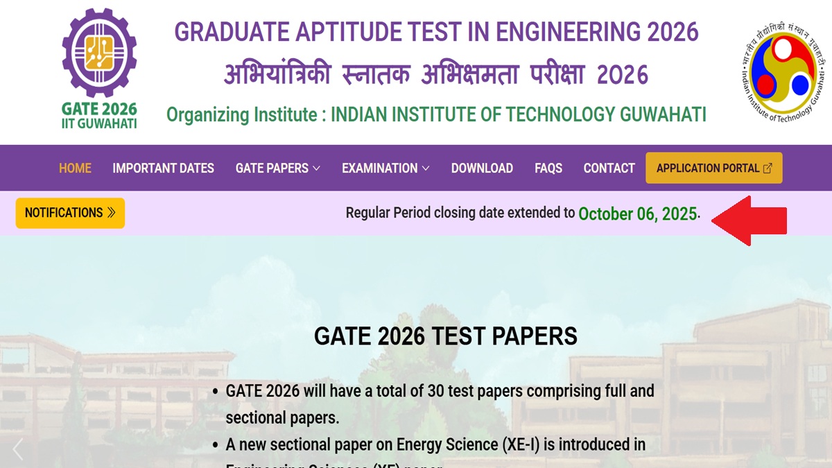 GATE 2026 Registration Deadline Extended, Check Last Date to Apply Without Late Fee