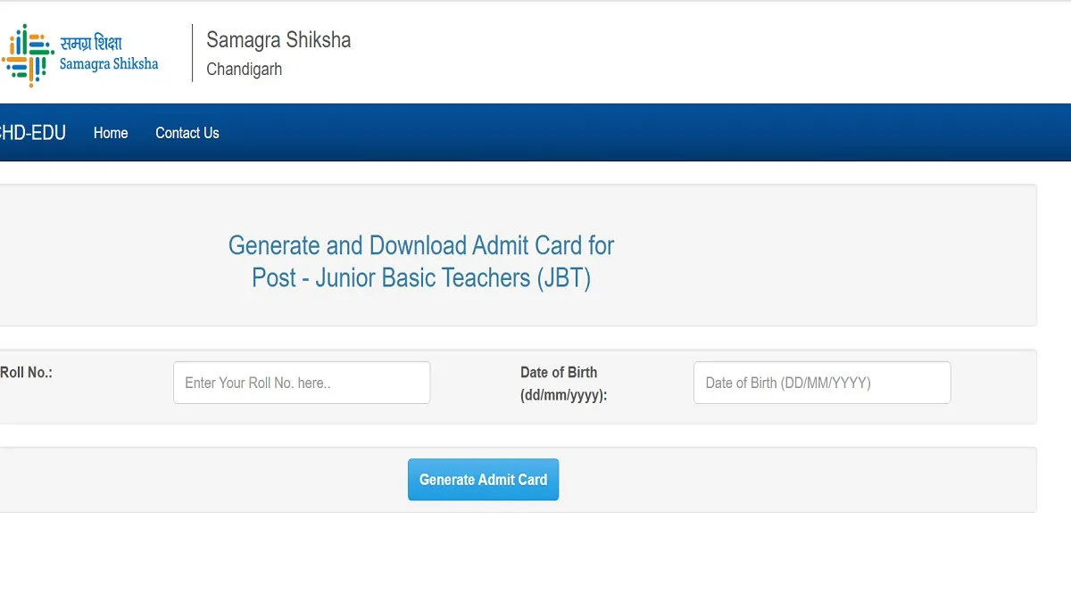 Get all details about Chandigarh JBT Teacher Admit Card 2025 Here