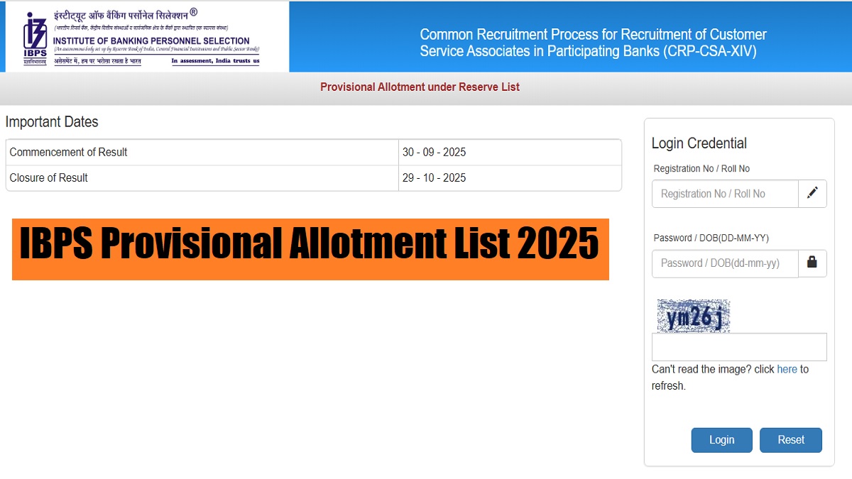 IBPS Provisional Allotment List 2025 Released for JA, PO, SO and RRBs posts - Download PDF at ibps.in