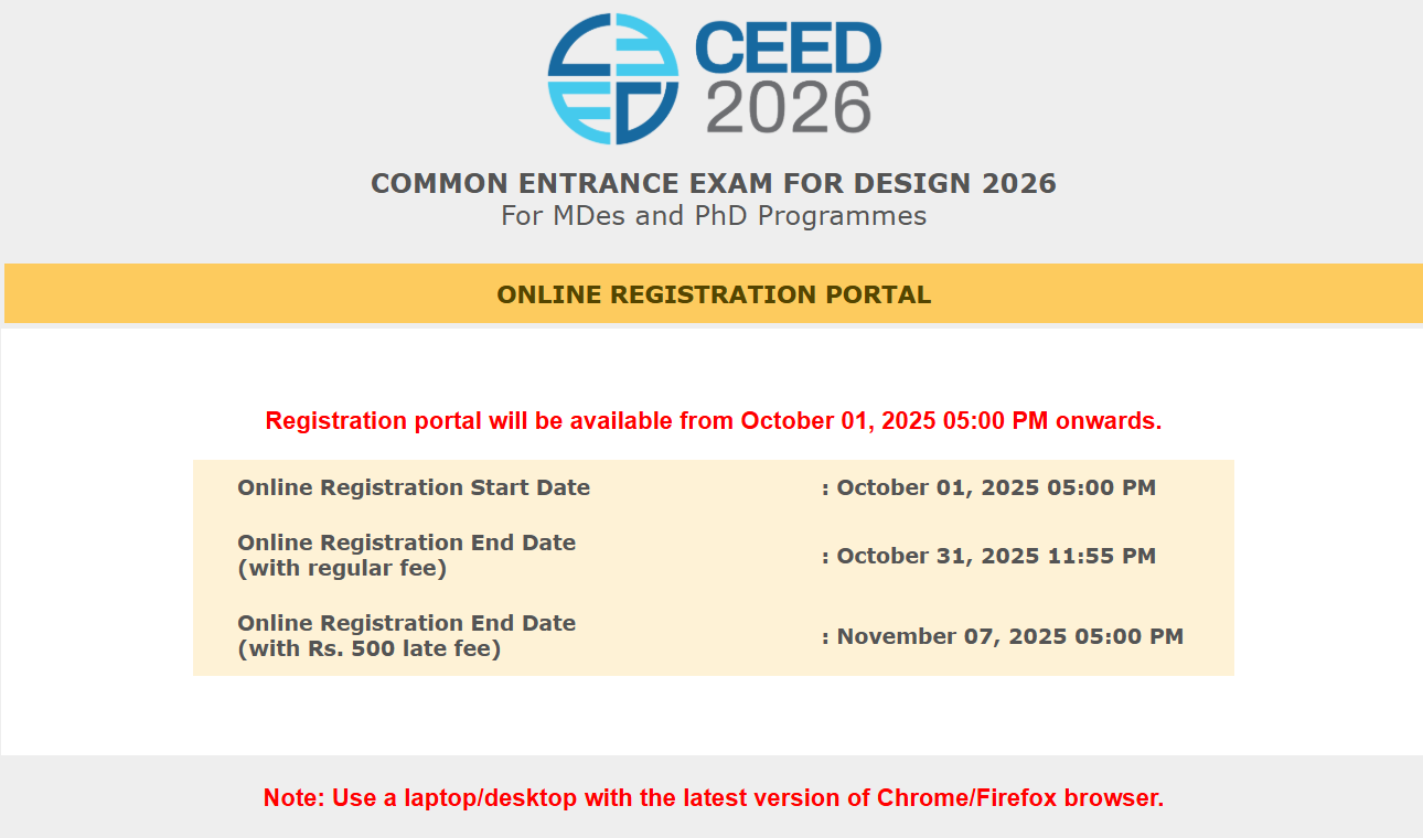 CEED 2026 Registration and Application Begin at ceedapp.iitb.ac.in; Get Direct Link Here to Apply