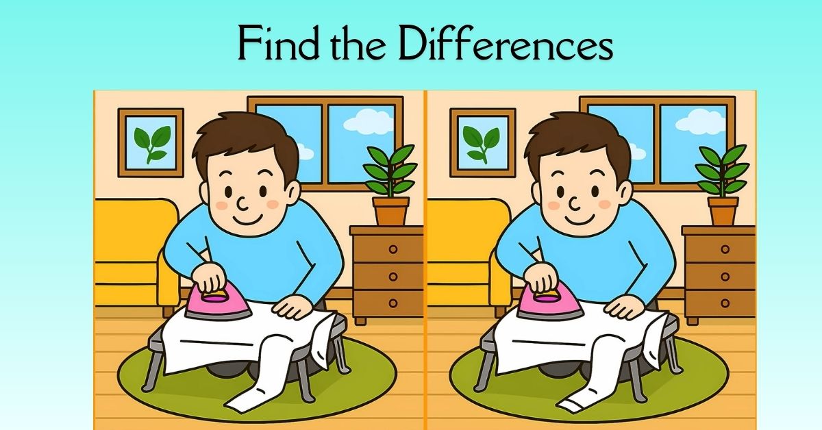Spot the 3 Differences in Boy Ironing Shirt Beat the 85-Second Challenge!