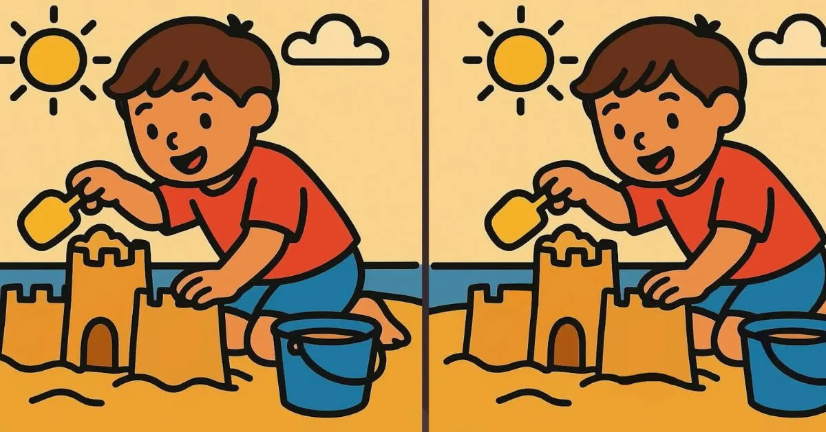 Find 3 Differences in Boy Making Sandcastle