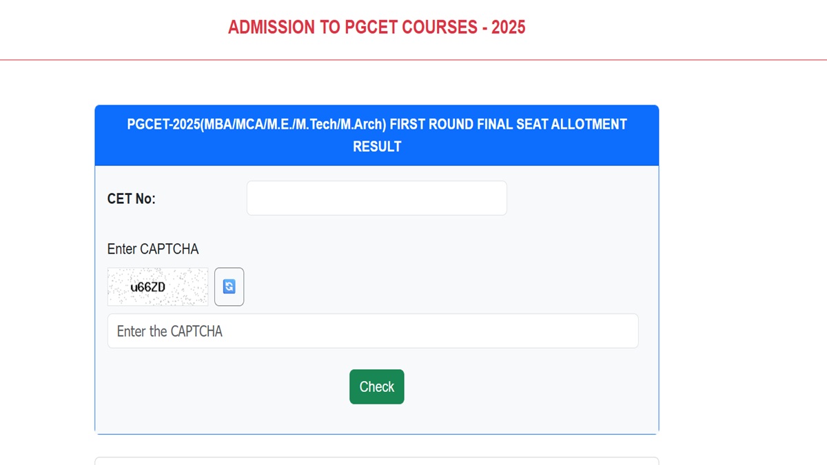 Karnataka PGCET 2025 Round 1 Final Seat Allotment Result Out, Download at cetonline.karnataka.gov.in