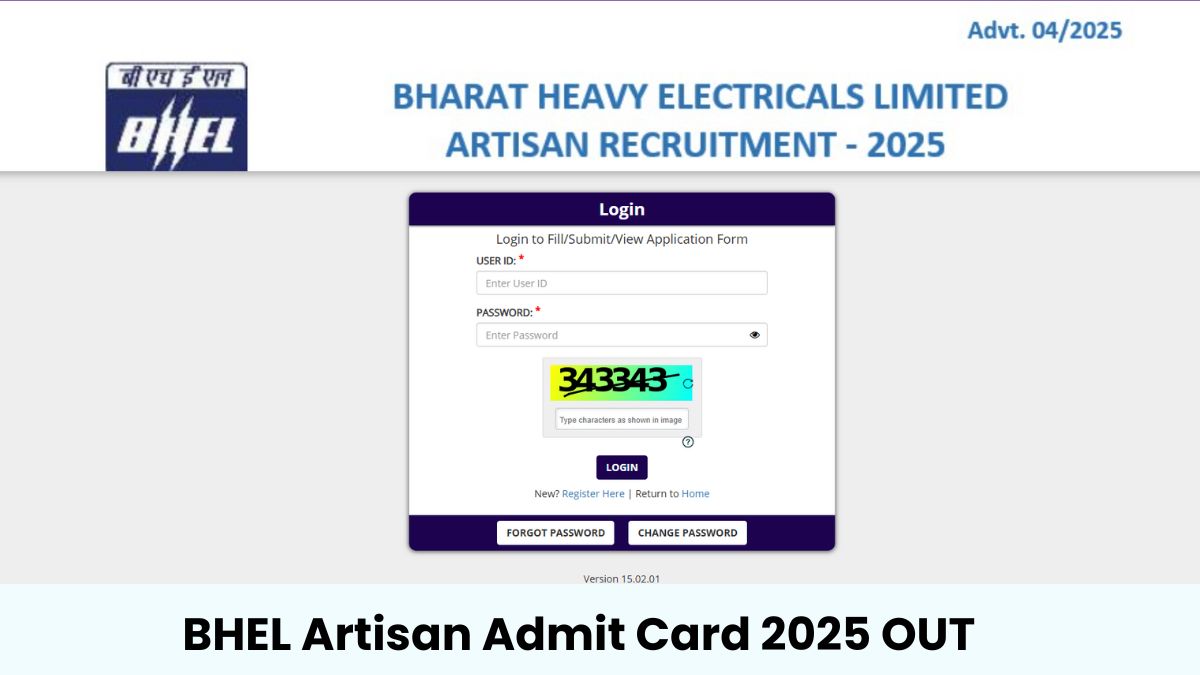 BHEL Artisan Admit Card 2025 OUT: बीएचईएल आर्टिसन एडमिट कार्ड careers.bhel.in पर जारी, इस Direct Link से डाउनलोड करें हॉल टिकट