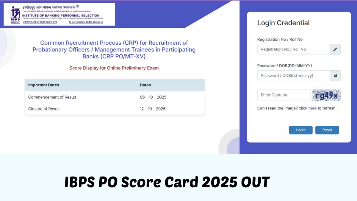 IBPS PO Score Card 2025 OUT: आईबीपीएस पीओ स्कोर कार्ड ibps.in पर जारी, डाउनलोड करें स्कोरकार्ड PDF
