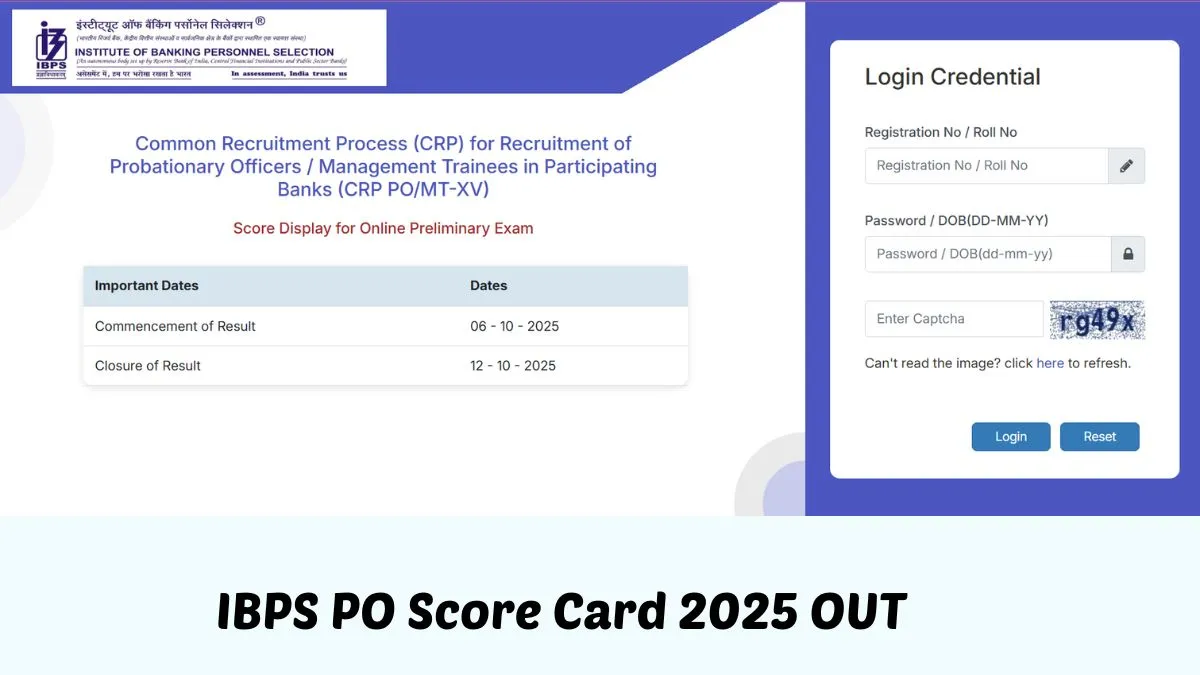 IBPS PO Score Card Download Link 2025