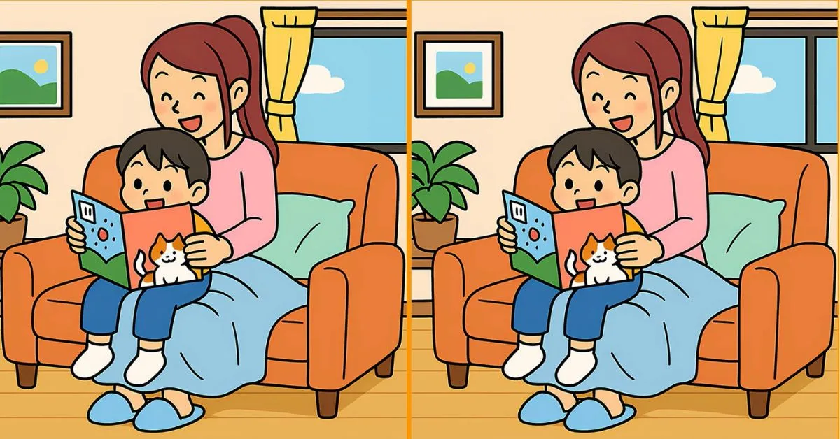 Find 3 Differences in Lady Reading Story to Her Kid