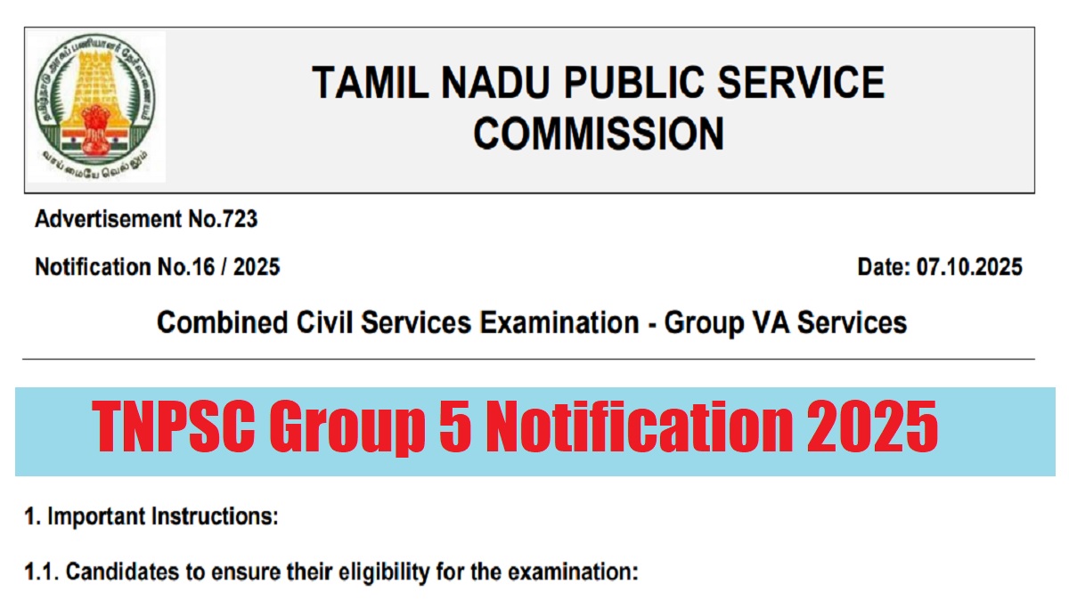 TNPSC Group 5A Recruitment 2025 Notification Released for 32 Posts at tnpsc.gov.in - Check Apply Online Date and More