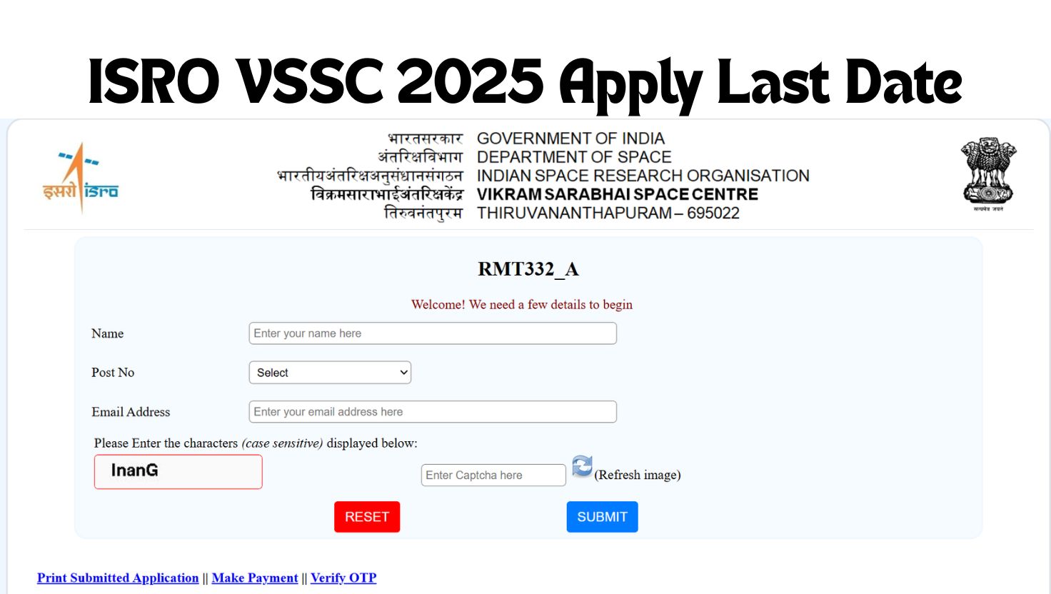 ISRO VSSC Recruitment 2025 Apply Online Last Date, Register Now for Assistant, Driver and Fireman Posts at vssc.gov.in