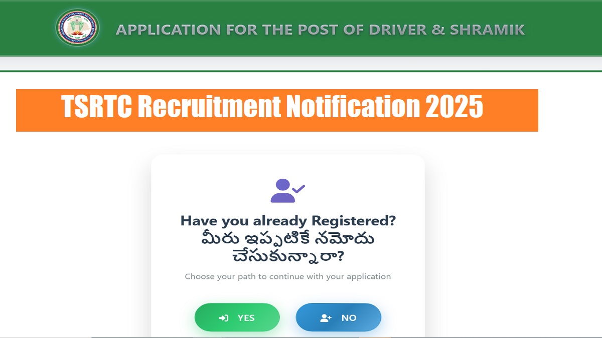TSRTC Recruitment Notification 2025 Released at tgprb.in for 1743 Bus Drivers and Sharmiks Posts, Apply Online Begins - More Details Here