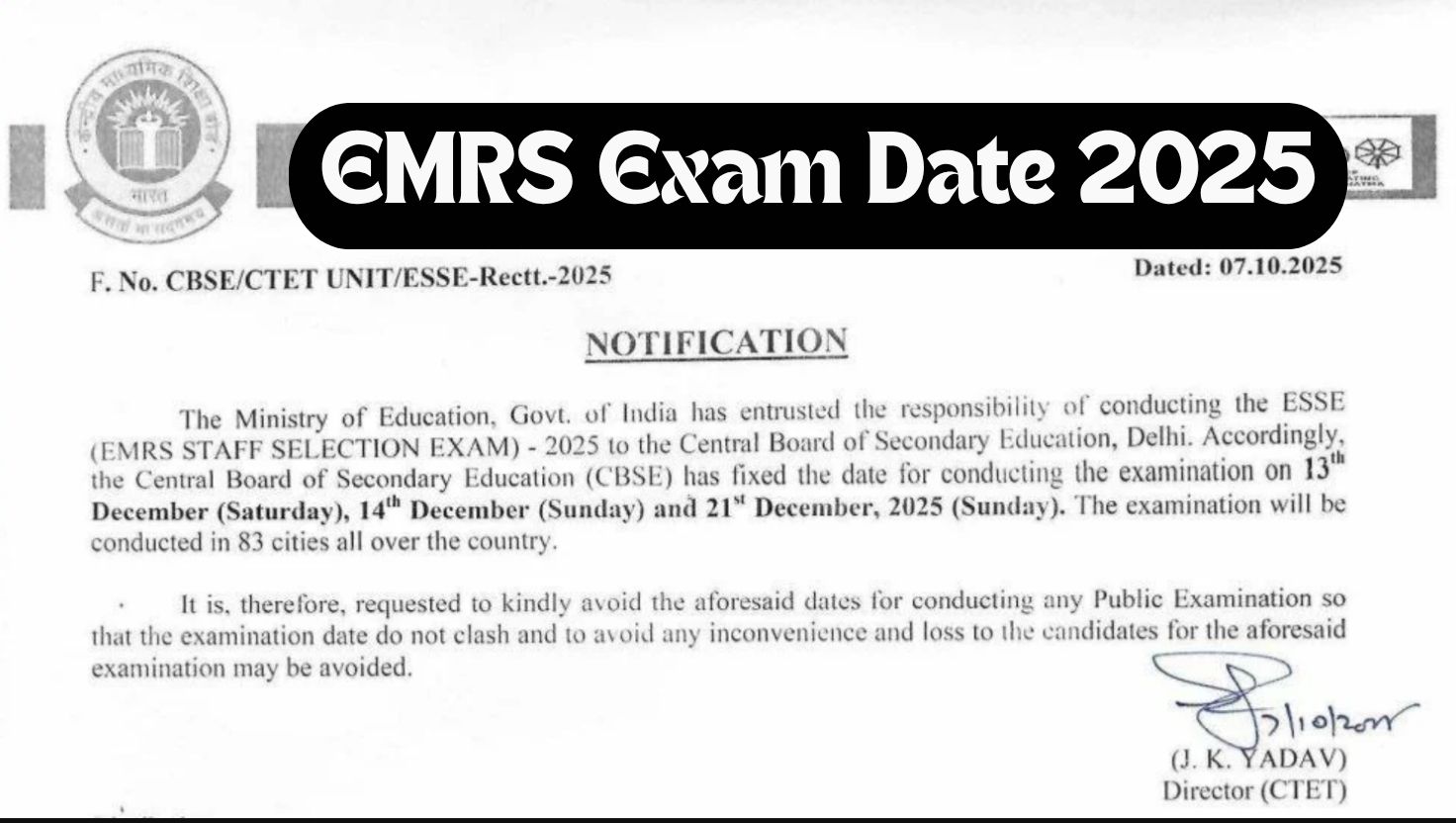 EMRS Exam Date 2025 Out: Check Teaching & Non Teaching Post Exam Schedule & Shift Timings, Check Official Notice Here