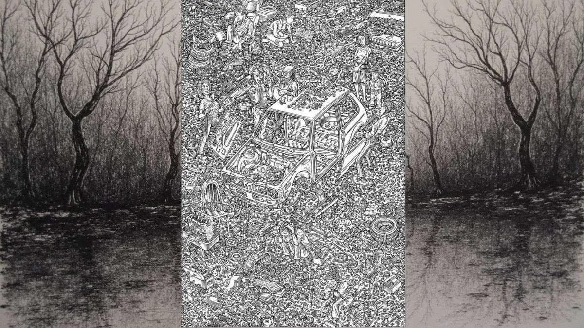 Can you spot the Hidden Cat in this Junkyard Optical Illusion Scene?