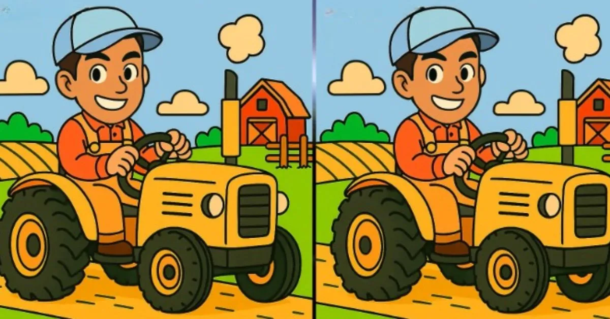 Spot 3 Differences in a Man Driving a Tractor