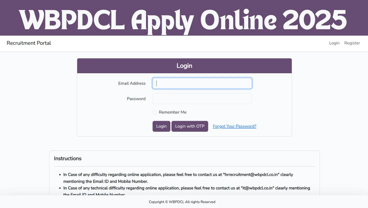 WBPDCL Apply Online 2025 Last Date