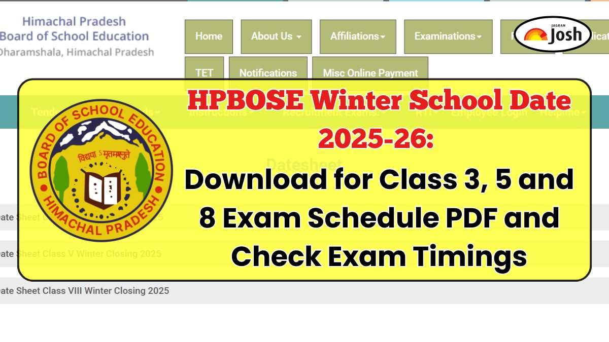 HPBOSE Winter School Date 2025-26: Download for Class 3, 5 and 8 Exam Schedule PDF and Check Exam Timings