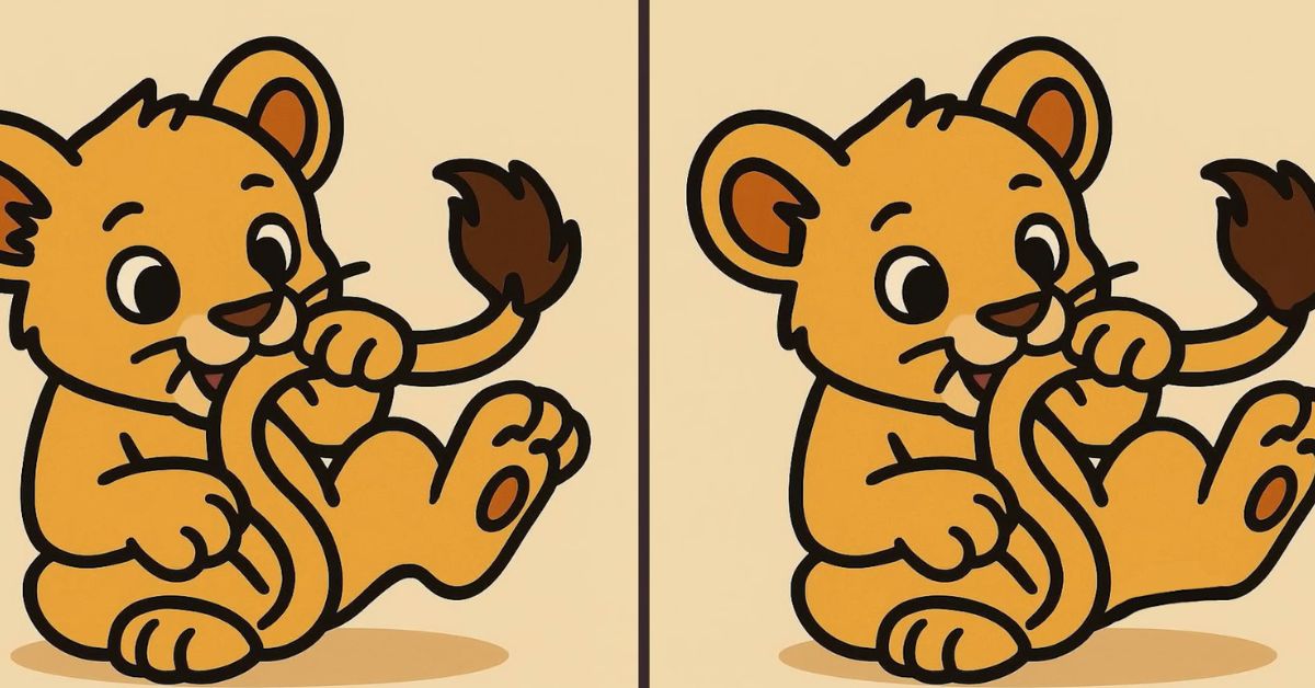 Spot the 3 Differences in Lion Cub Playing With its Tail Beat the 25-Second Challenge!