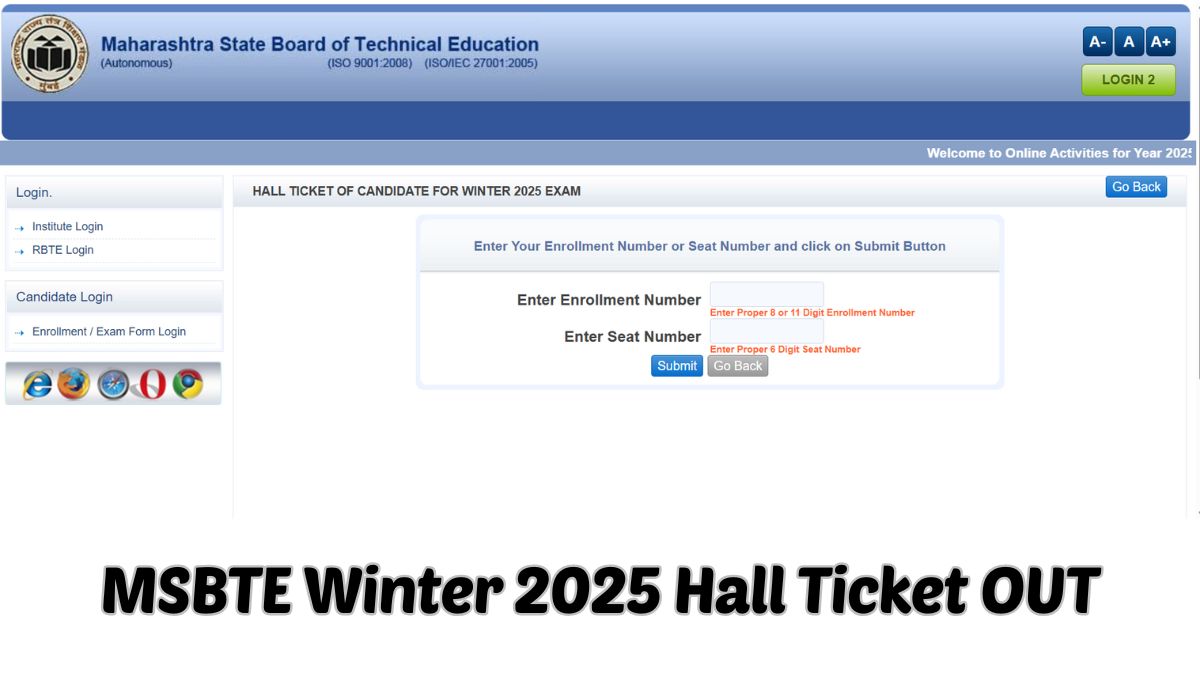 MSBTE Winter 2025 Hall Ticket OUT:  MSBTE हॉल टिकट msbte.ac.in पर जारी,डाउनलोड करें विंटर परीक्षा का हॉल टिकट