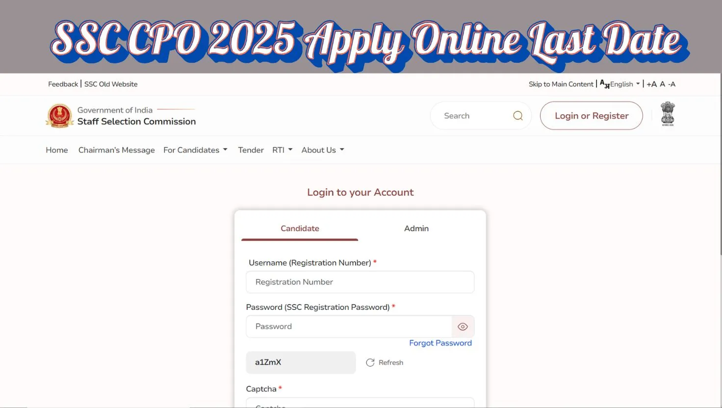 SSC CPO 2025 Last Date to Apply