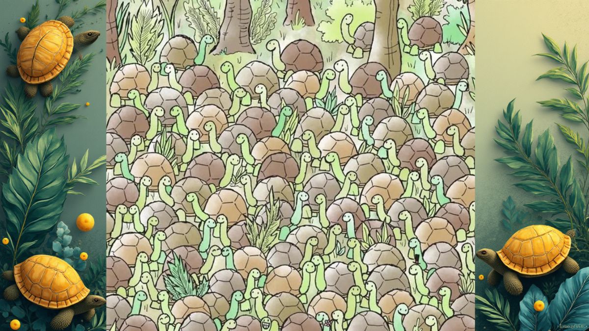 Only those who have Ultra HD Vision can find the Hidden Snake Among the Tortoise in this Camouflage Illusion Optical Illusion