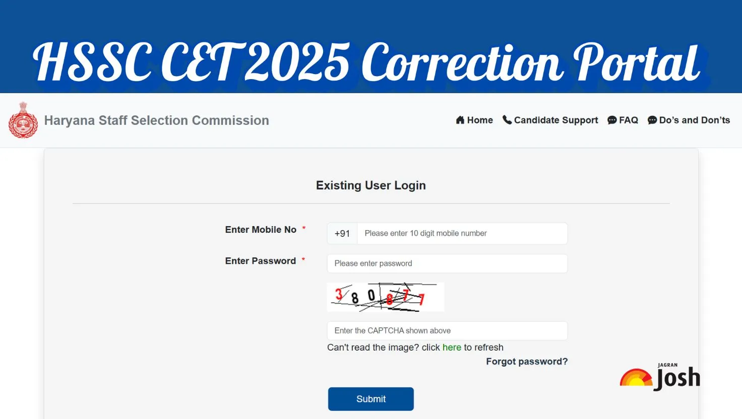 HSSC CET 2025 Correction Portal Opens