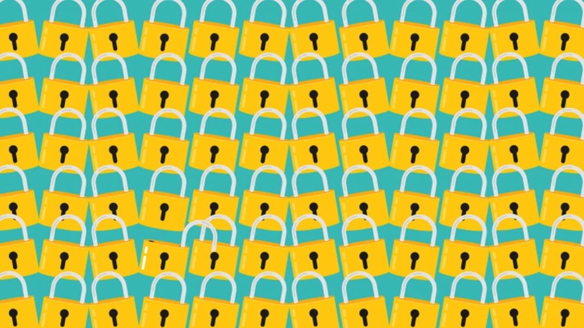 If you possess an Einstein-level IQ with 20/20 Eye Vision, then find out which Lock is Open Among the yellow padlocks Optical Illusion puzzle