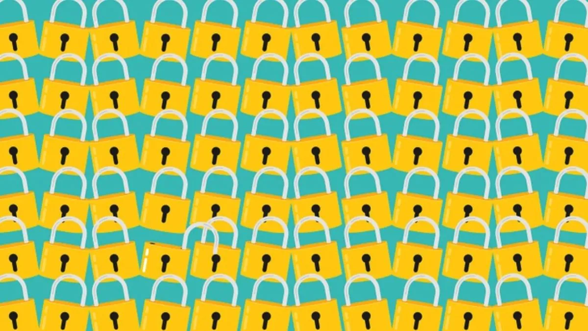Find out which Lock is Open Among the yellow padlocks Optical Illusion puzzle