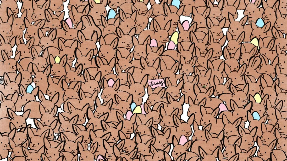 Find three chocolate bunnies.