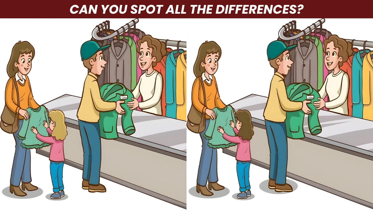 Spot the Differences: Only a Genius Can Spot All 3 Differences in This Clothing Store Picture in 25 Seconds!
