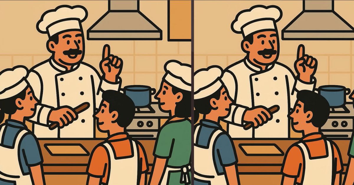 Spot the 3 Differences in Chef Giving Cooking Classes Beat the 19-Second Challenge!