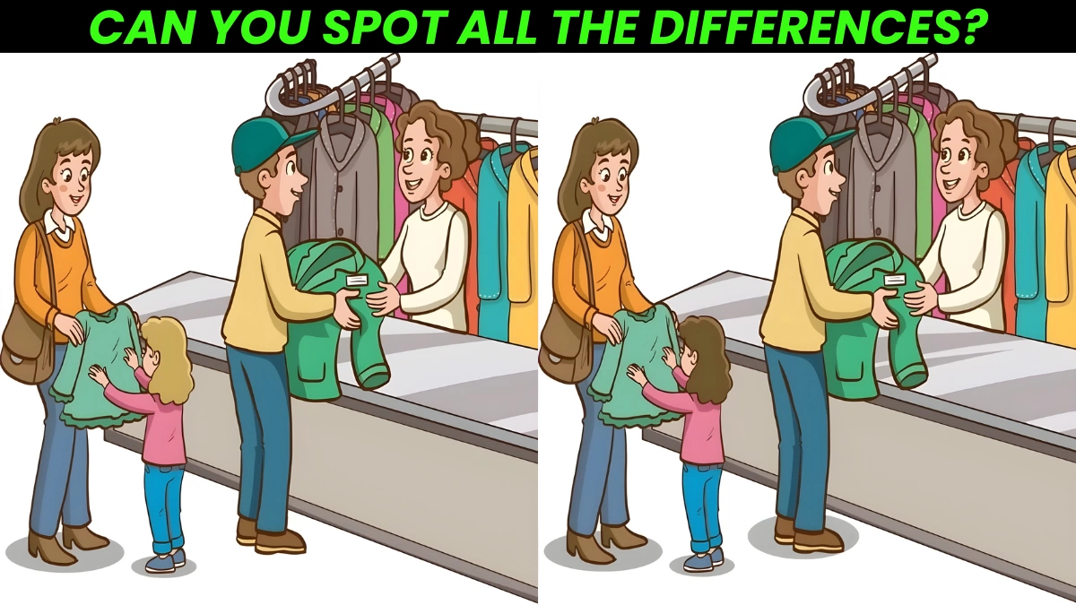 Spot the Differences: Only a Genius Can Spot All 3 Differences in This Clothing Store Picture in 25 Seconds!