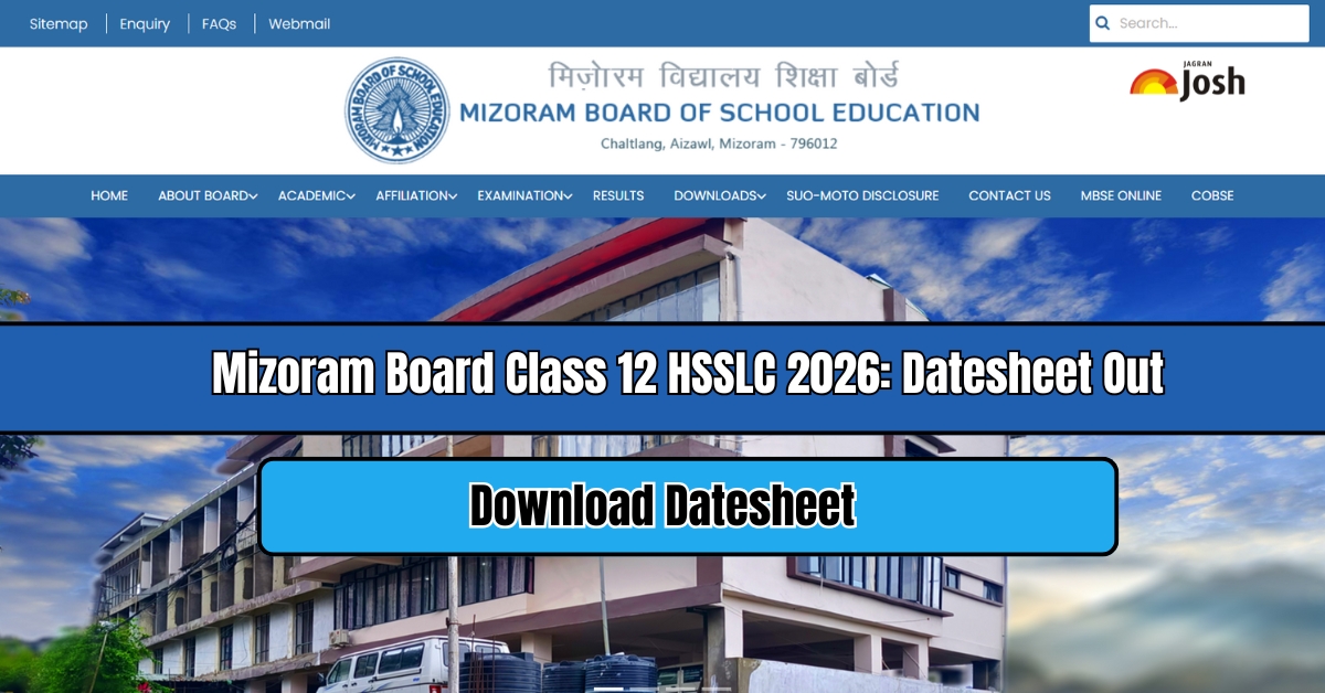 MBSE HSSLC Datesheet 2026: Download Official Mizoram Board Class 12 Time Table PDF