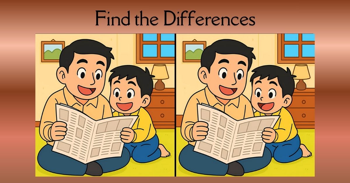 Spot the 3 Differences in Dad and Son Reading Newspaper Beat the 45-Second Challenge!