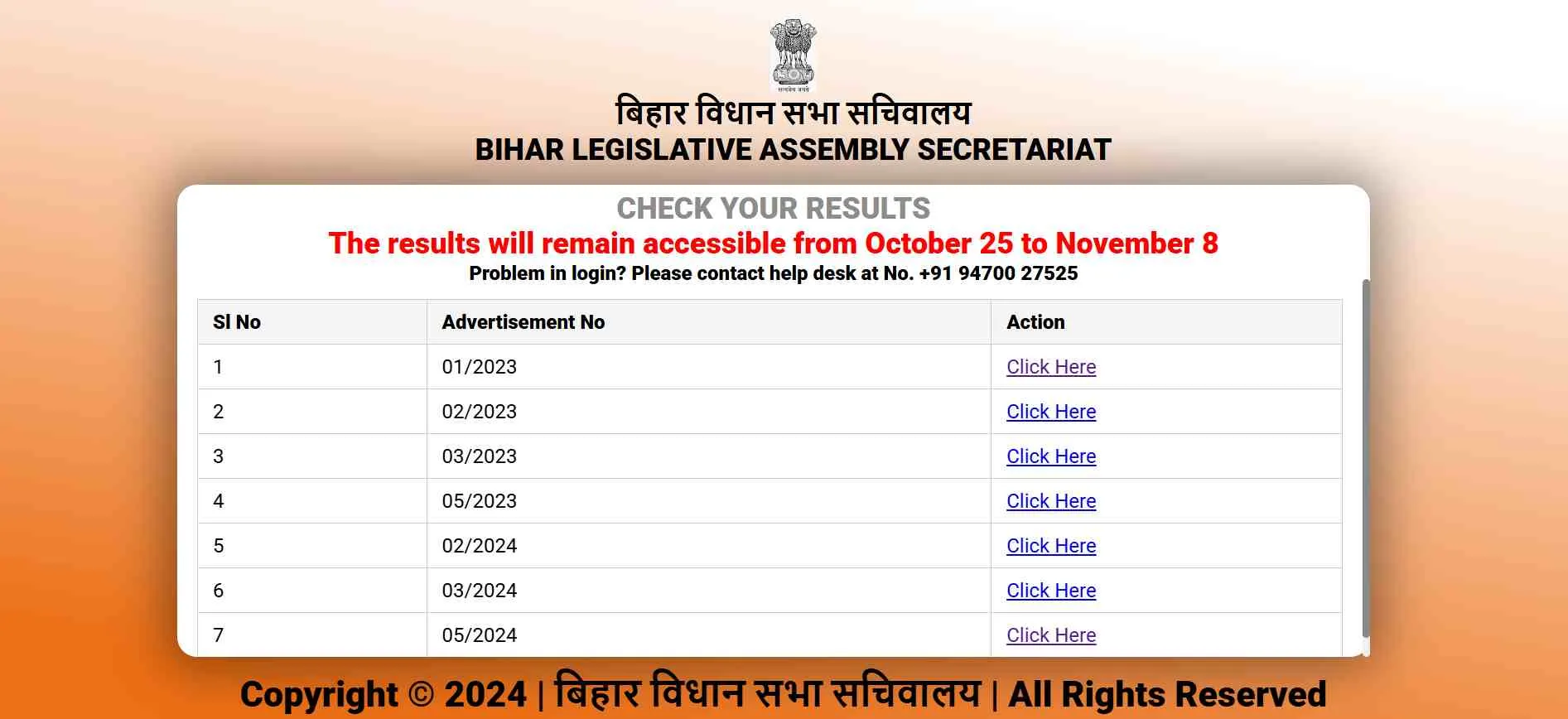 Bihar Vidhan Sabha Security Guard Result 2025