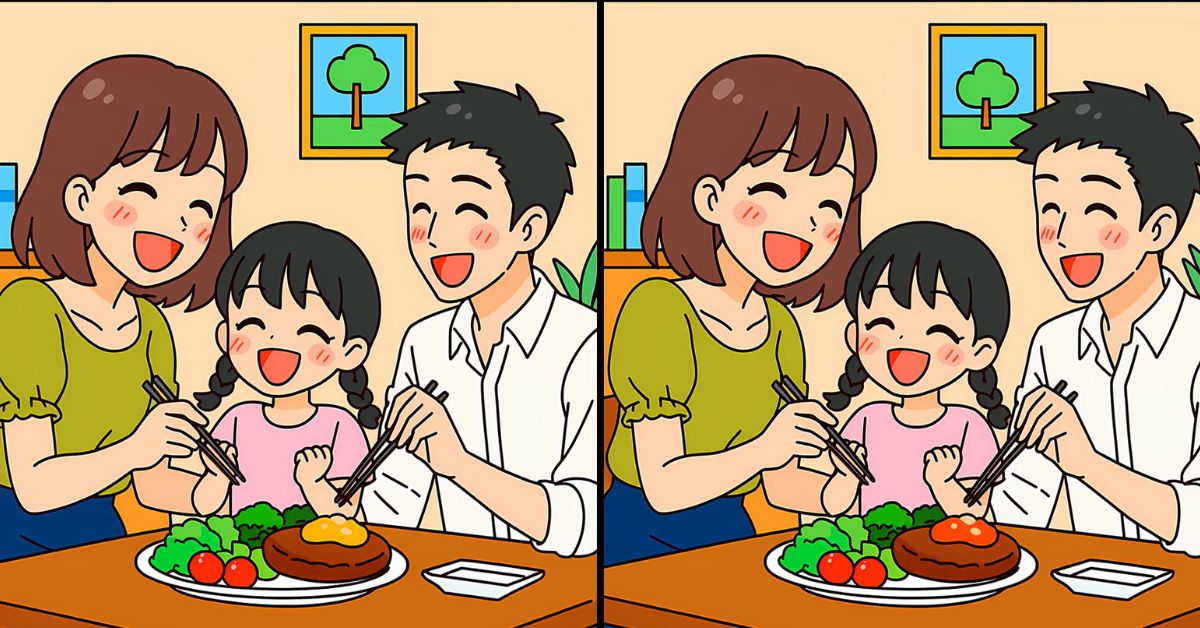 Spot the 3 Differences in Family Eating Food Together Beat the 19-Second Challenge!